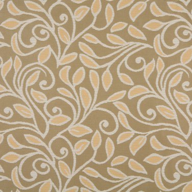 K0131A Gold Beige Tan Vines Leaves Woven Solution Dyed Indoor Outdoor Upholstery Fabric By The Yard