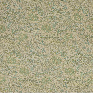 K0140A Green Blue Beige Floral Paisley Woven Indoor Outdoor Upholstery Fabric By The Yard