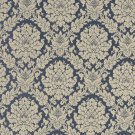 A451 Tan And Navy Blue Two Toned Floral Brocade Upholstery Fabric By The Yard | Width: 54""