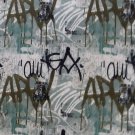 N103 Black Teal Brown and Beige Abstract Urban Graffiti Upholstery Fabric By The Yard | Width: 54""