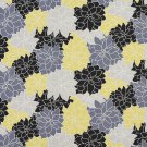 A202 Outdoor Upholstery Fabric By The Yard Contemporary Overlapping Flowers - Black Grey Yellow