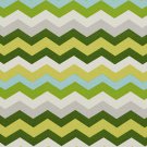 A208 Outdoor Indoor Upholstery Fabric By The Yard Chevron Flame Stitch - Green Yellow Grey Blue