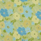 A214 Outdoor Indoor Marine Upholstery Fabric By The Yard| Large Flowers and Leaves - Green and Blue