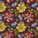 A219 Outdoor Indoor Marine Upholstery Fabric By The Yard| Flowers Leaves - Blue Red Yellow Green