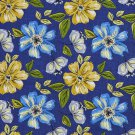 A220 Outdoor Indoor Marine Upholstery Fabric By The Yard| Flowers Leaves - Blue Green Yellow Grey