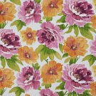 A260 Outdoor Indoor Upholstery Fabric By The Yard Large Flowers Leaves - Pink Purple Green Orange