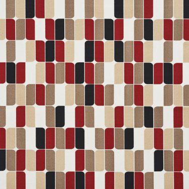 A275 Outdoor Indoor Upholstery Fabric By The Yard Contemporary Abstract Geometric - Red Black Beige
