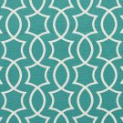 A279 Outdoor Upholstery Fabric By The Yard Contemporary Lattice Geometric Shapes - Teal White