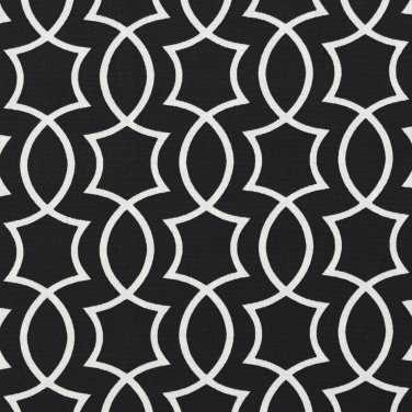 A280 Outdoor Indoor Upholstery Fabric By The Yard Intertwined lattice Geometric Shapes - Black White