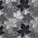 A390 Contemporary Black Silver Large Leaves Textured Metallic Upholstery Fabric By The Yard