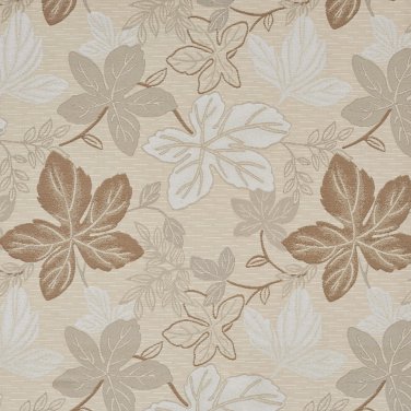 A393 Beige Large Leaves Textured Metallic Upholstery Fabric By The Yard | Width: 54""