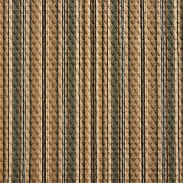 A353 Teal and Beige Matelasse Quilted Striped Upholstery Fabric By The Yard