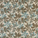 C240 Teal, Taupe and Beige Contemporary Leaves Woven Upholstery Fabric By The Yard | Width: 54""