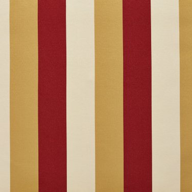 U0110A Gold, Ivory And Crimson Thick 3 Color Stripes Silk Satin Look Upholstery Fabric By The Yard