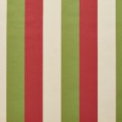 U0110G Red, Green And Ivory Thick 3 Color Stripes Silk Satin Look Upholstery Fabric By The Yard