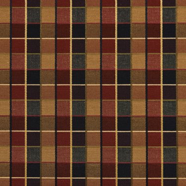 U0140C Red, Midnight And Gold Checkered Silk Satin Look Upholstery Fabric By The Yard