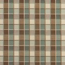 U0140E Teal, Brown And Cream Checkered Silk Satin Look Upholstery Fabric By The Yard