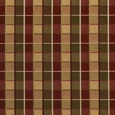 U0140F Green And Burgundy Checkered Silk Satin Look Upholstery Fabric By The Yard