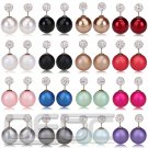 1 Pair Fashion Design Women Lady Big Shiny Matte Double Side Pearl Stud Earrings