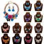 2015 Hot Gold Chain Crystal Flower Bib Statement Chunky Necklace Earring Set 10M
