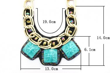 2015 Hot Double Thick Chain Resin Geometry Choker Statement Pendant Necklace 10G