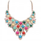 Fashion Jewelry Bohemian Style Geometric Stones Pendant Chain Statement Necklace