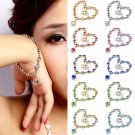 Womens Jewelry Love Crystal Rhinestone Infinity Charm Chain Bracelet Silver/Gold