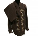 Bob Mackie Wearable Art Medium Pants Suit Faux Suede Brown Vintage Hong Kong