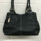 Tignanello Genuine Leather Black Shopper Hangbag Purse Bag Satchel Expandable