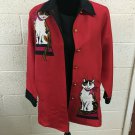 Bob Mackie Wearable Art Med 100 Silk 2 pc Tank and Button Up Shirt Cats Applique