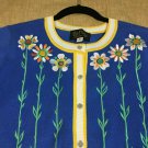 Bob Mackie Wearable Art Medium Blue Short Sleeve Cardigan Sweater Embroidered