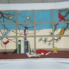 Liquid Embroidery Completed Painting Winter Scene Books Bird Vintage 1970s Vtg