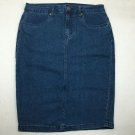Lexi Womens Denim Pencil Skirt Sz 8 Stretch 6.5" Slit Knee Length 4 Pockets Blue