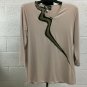 Bob Mackie Wearable Art  Small  Pullover Top Applique Beige Cream NWT