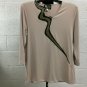 Bob Mackie Wearable Art  Small  Pullover Top Applique Beige Cream NWT