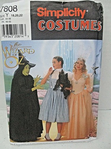 Simplicity 7808 Sewing Patterns Cosplay Halloween Wizard Oz Size Y 18 20 22 VTG