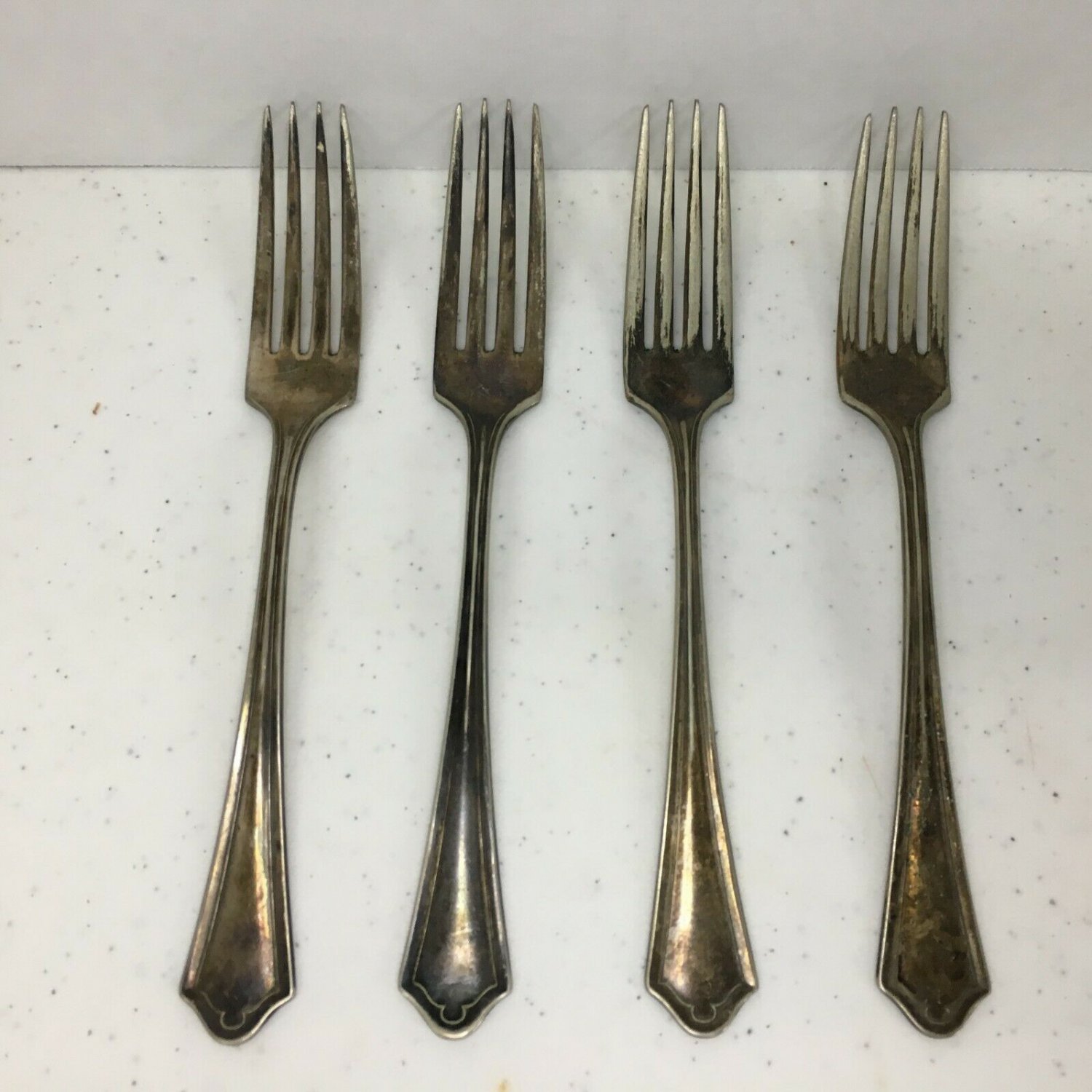 4 Antique 1917 Wm Rogers AA Par Plate Dinner Forks Silver plate Ashley ...