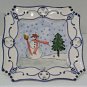 Snowman Square Plate Cut Outs White Cream Signed Numbered Christmas