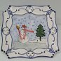 Snowman Square Plate Cut Outs White Cream Signed Numbered Christmas
