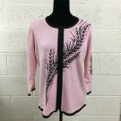 Bob Mackie Wearable Art  Small  Zippered Long Sleeve Cardigan Pink and Black
