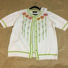 Bob Mackie Wearable Art Medium Floral  Short Sleeve Cardigan Sweater  NWT