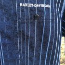 Harley Davidson L Paisley Stripe Button Front Navy Shirt Snap Collar Embroidered