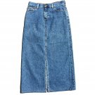 Modest Denim Skirt Womens 6 Eddie Bauer Front Slit 30" Waist Jean