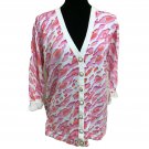 Bob Mackie Wearable Art Small Fantasy Leopard Cardigan Sweater Pink NWT