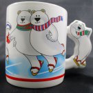 Vintage The Love Mug Ice Skating Polar Bears Christmas Coffee Mug Cup 1987