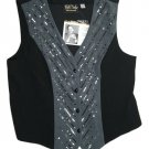 Bob Mackie Wearable Art Sequined Vest Small Gray and Black Faux Suede NWT