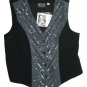 Bob Mackie Wearable Art Sequined Vest Small Gray and Black Faux Suede NWT