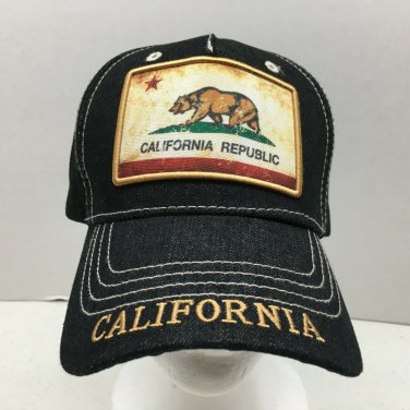 Robin Ruth California Republic Cap Adult Strapback Black Denim Large Patch