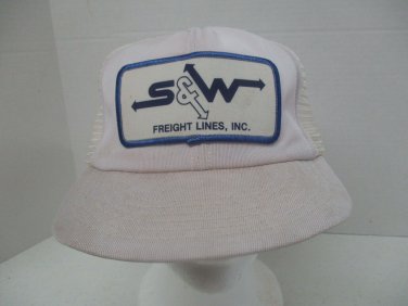 Vtg S&W Freight Lines White Patch Snapback Mesh Trucker Hat Made in USA