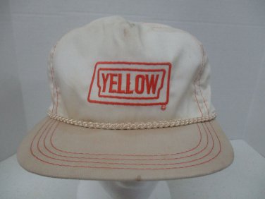 Yellow Freight System Trucker Hat USA White Orange Size-A-Just Leather Strapback
